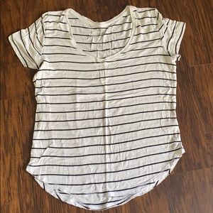 Black and white striped v neck shirt